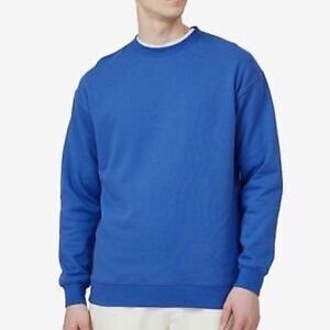 Loose fit cotton on Garments men's  crew Fleece, color Blue, Size L